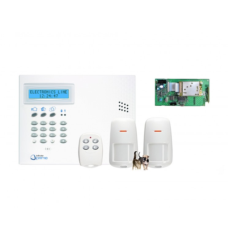 Kit Centrale Infinite Prime avec 2 détecteurs IRP PET, un module GSM et une télécommande